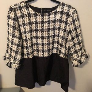 ZARA TWEED PEPLUM TOP (XL)